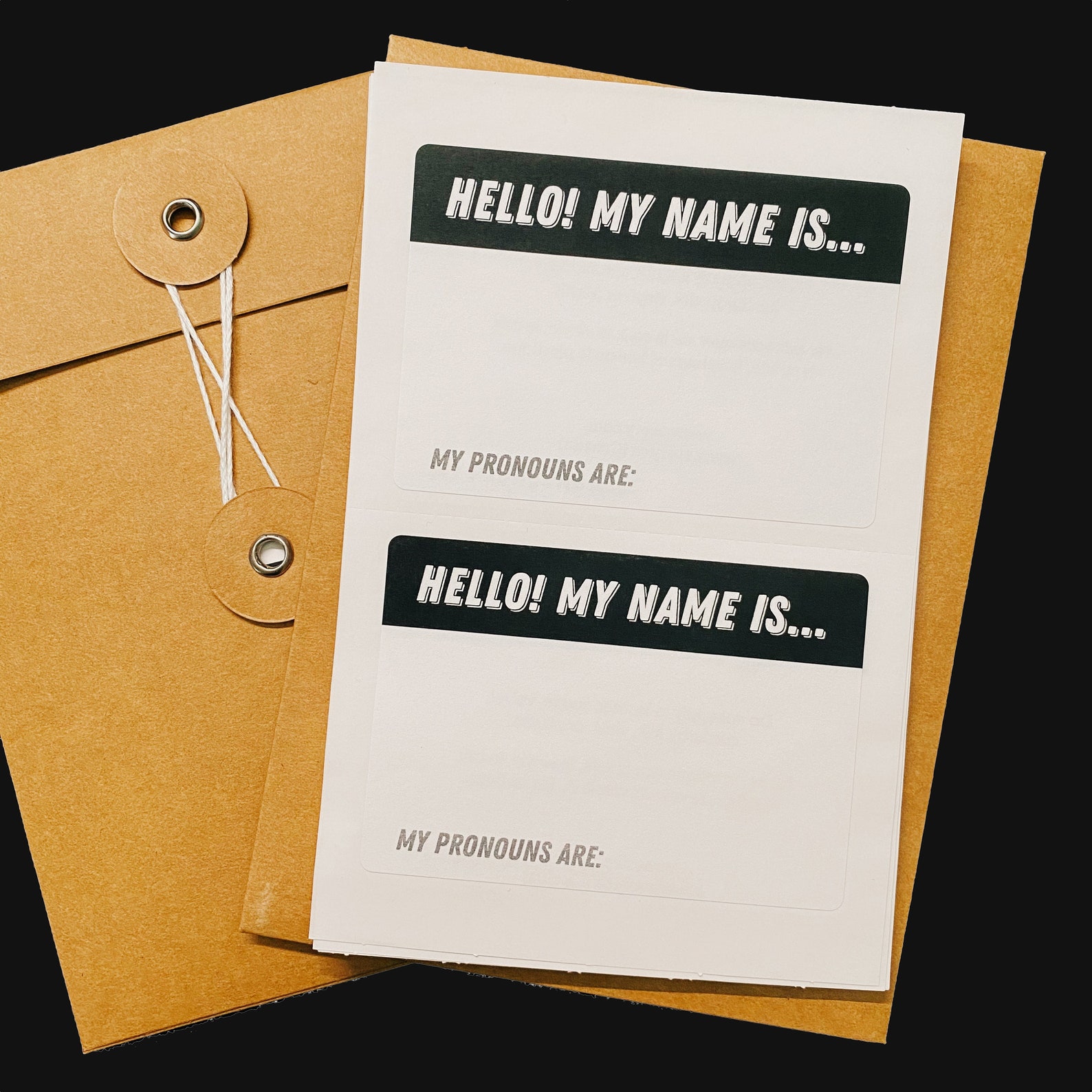 Name tags with pronoun prompts